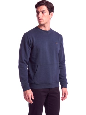 Paul & Shark Erkek Normal Kalıp Yuvarlak Yakalı Metalik Logo Detaylı Uzun Kollu Mavi Sweatshirt 16311844A-51E