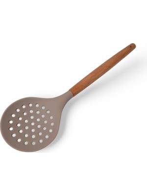 OEM Bambu Saplı Silikon Kevgir, Bambu Uzun Silikon Geniş Kevgir 27CM 3 Renk Seçenekli (Taba)
