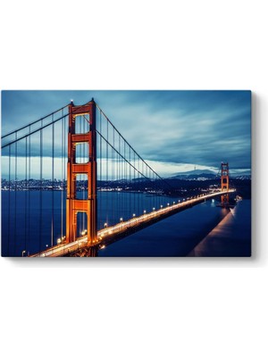 TeknoKapsül Golden Gate Köprüsü Gece Işıklı Tablosu 75 x 50