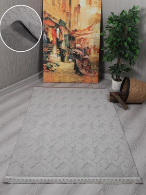 TeknoKapsül My Evilla Modern Dekoratif Lara Dokuma Salon Oturma Odası Balkon Mutfak Halısı Koridor Halı Yolluk 9401B Gri 100 x 200