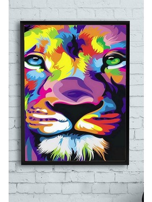 TeknoKapsül Postermanya (PSTER9871) Aslan Motivasyon Çerçeveli Tablo (40X50CM)