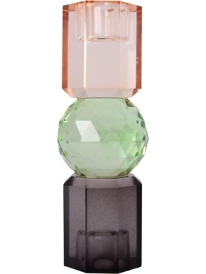 TeknoKapsül Kristal Mum Tutucu, Şeftali, Yeşil, Füme, 16,5x6 cm Çok Renkli Tek Ebat Ej CB301.964.77