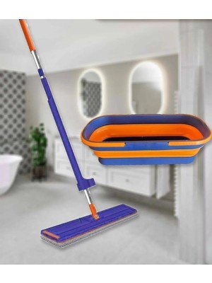 OEM Kendinden Sıkmalı Tekerli Kovalı Mop Seti - Kendinden Sıkmalı Mop Katlanabilir 1 Yedek Bez Kovalı Mop
