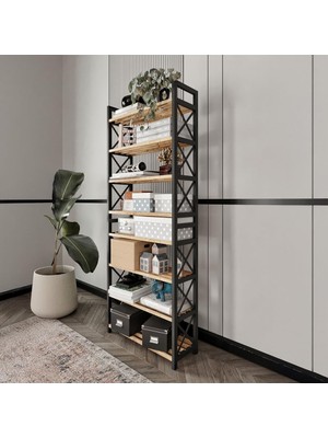 OEM 8 Katlı Çok Amaçlı Raf Ayakkabılık – 47X18X127 Cm, Mdf ve Plastik Malzeme, Kolay Kurulum Qr Kodlu, Modern ve Dekoratif Düzenleyici Dolap Ünitesi, Siyah