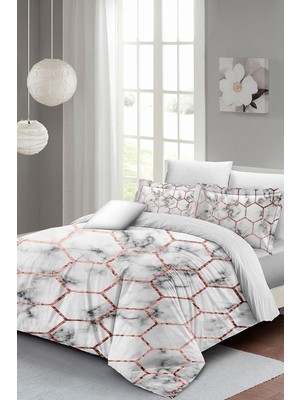 TeknoKapsül Monohome Çift Kişilik Nevresim Takımı Özel Dokuma Pamuk Saten 3D Digital Marble Geo, MONOHOME2662HF