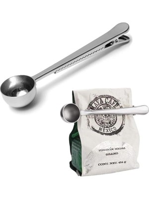 OEM Yayli Paslanmaz Çelik Klipsli Kahve Ölçeği, 1 Parça, Çok Renkli, 10 ml Kaşıklı