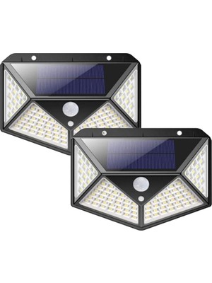 OEM Solar Lamba 100 LED Pır Hareket Sensörlü Dış Duvar Lambası IP65 Bahçe Teras - 2 Adet