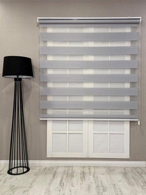 OEM Zebra Stor Geniş Plise Güneşlik Perde, Açık Gri, 70 x 260