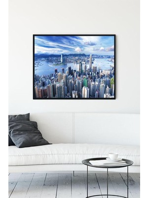TeknoKapsül Postermanya (PSTER11258) Hong Kong Manzara Çerçeveli Tablo (40X50CM)