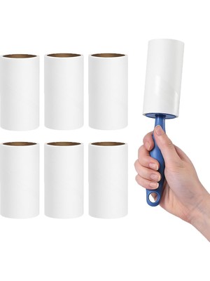 OEM Tüy Toplayıcı Set – 1 Sap + 6 Rulo – Toplam 360 Yaprak – Kedi Köpek Tüyü ve Toz Temizleyici – Giysi, Mobilya ve Araç Koltuğu Için – Ekonomik Paket