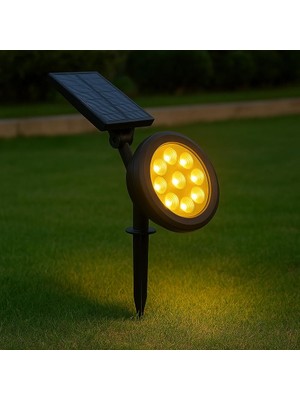 OEM 18W Güneş Enerjili Bahçe Armatürü – 9 LED 3200K Günışığı, IP65 Su Geçirmez Solar Spot Lamba, 200 Lümen, Kazıklı Veya Duvara Montaj, Açılı Aydınlatma