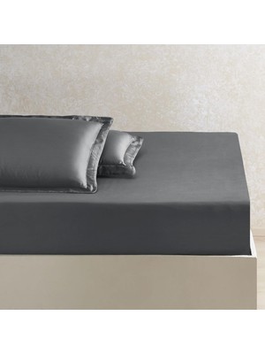 TeknoKapsül Linens x Tencel™ Lyocell Çift Kişilik Lastikli Çarşaf Antrasit