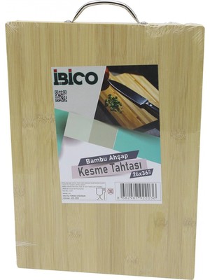 Marsilyan 26X36 x 1.7cm Lux Ahşap Bambu Kesim Panosu - Kesme Tahtası Metal Kulplu (4887)