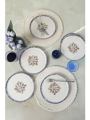 TeknoKapsül Keramika Sapphire Nordıc Pasta Tabağı 22 cm 6 Adet 22746
