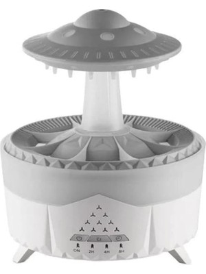OEM Ufo Yağmur Efektli Hava Nemlendirici – Ultrasonik Buhar, Sessiz Çalışma, 7 Renk LED Işık, Zaman Ayarlı (2h/4h/8h), Otomatik Kapanma, Aromaterapi Uyumlu