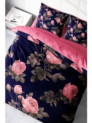 TeknoKapsül MONOHOME%100 Pamuk Saten Çift Kişilik Nevresim Takımı Noble Pink Roses, MONOHOME40314