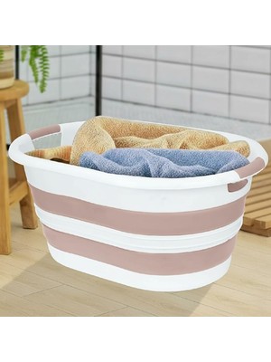 OEM 38 Litre Katlanabilir Silikon Çamaşır Sepeti Akordiyon Katlanır Sele Yer Kaplamayan Taşınabilir Ergonomik Kulplu Dayanıklı ve Hafif Depolama Sepeti Banyo ve Ev Kullanımı Kirli Sepeti (Pembe, 38 Litre)