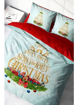 TeknoKapsül Monohome Yılbaşı Süsü Merry Christmas Çift Kişilik 3D Nevresim Takımı Pamuk Saten, MONOHOME1399