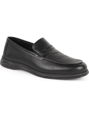 Libero L5925 Hakiki Antik Deri Delikli Kauçuk Taban Erkek Günlük Loafer Ayakkabı