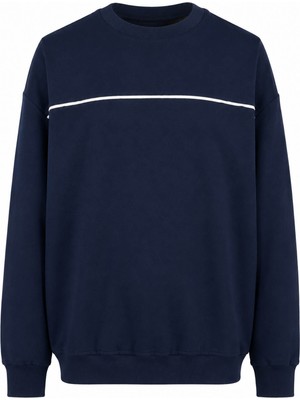 Trender Biyeli Basic O Yaka Indigo Erkek Sweatshirt 27KDT1000001