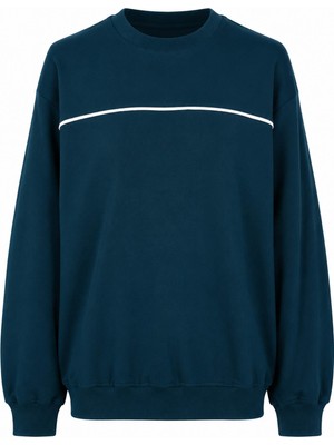 Trender Biyeli Basic O Yaka Petrol Erkek Sweatshirt 27KDT1000001