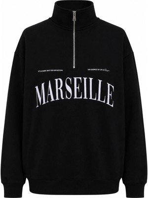 Trender Marseılle Yarım Fermuarlı Siyah Erkek Sweatshirt 27KDT1000002