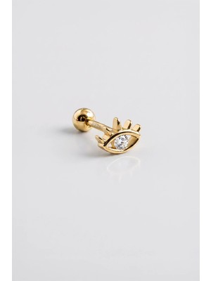 So CHIC Mistik Göz 18 Ayar Sarı Altın Kaplama Gümüş Tragus-Helix Piercing