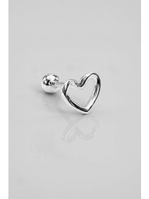 So CHIC Minimal Kalp 18 Ayar Beyaz Altın Kaplama Gümüş Tragus-Helix Piercing