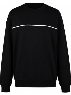 Trender Biyeli Basic O Yaka Siyah Erkek Sweatshirt 27KDT1000001