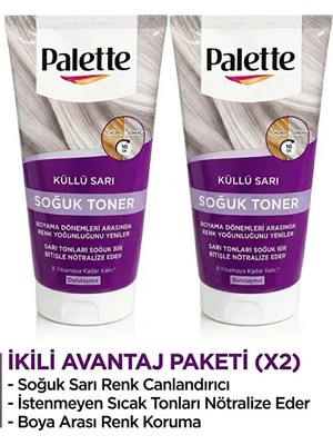 Palette Soğuk Sarı Toner 2'li Krem Set Amonyaklı Form ile 8 Yıkamaya Kadar Kalıcı Etki
