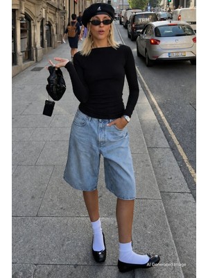Madmext Siyah Kayık Yaka Fitilli Slim Fit Kadın Bluz MG2909