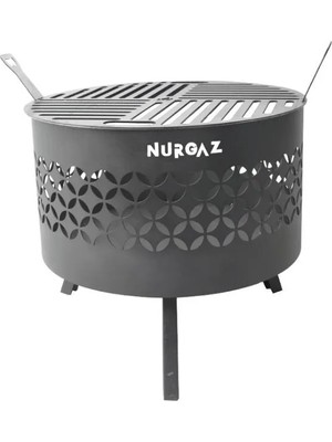 Nurgaz Orman Şöminesi Siyah Metal Malzeme ile Yıldız Desenli Izgaralı Şık Tasarım