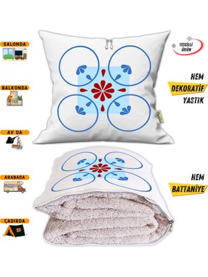 Caisya Home Etnik Desenli Opsiyonel Battaniyeli Yastık Dekoratif Kırlent 38 x 38 cm