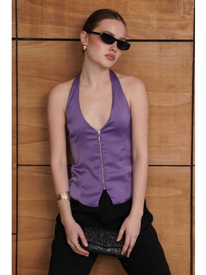 Very Moda Fermuarlı Saten Yelek | VMD2952