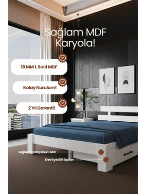 Renazzo Mobilya Lotus 4 Çekmeceli Çift Kişilik Mdf Karyola