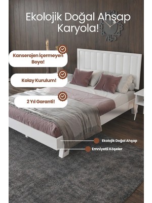 Renazzo Mobilya Hüma Model Dikey Başlıklı Masif Ahşap Karyola Kolay Kurulum Fırınlanmış Ithal Sibirya Çamı 120X200 Yatak Uyumlu