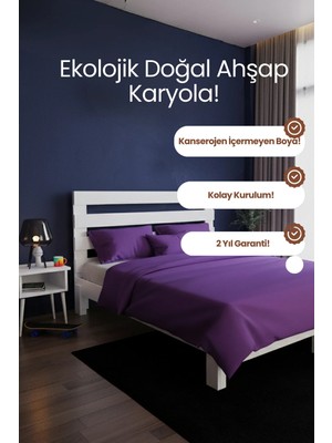 Renazzo Mobilya Urban New Model Masif Ahşap Karyola Kolay Kurulum Fırınlanmış Ithal Sibirya Çamı 120X200 Yatak Uyumlu
