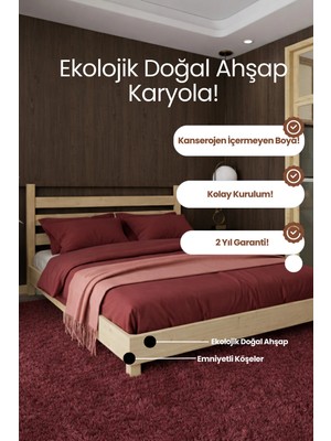 Renazzo Mobilya Urban Model Masif Ahşap Karyola Kolay Kurulum Fırınlanmış Ithal Sibirya Çamı 120X200 Yatak Uyumlu