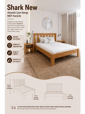 Renazzo Mobilya Shark New   Çift Kişilik Mdf Karyola ve 2 Komodinli Set