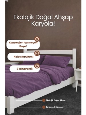 Renazzo Mobilya Natura Model Masif Ahşap Karyola Kolay Kurulum Fırınlanmış Ithal Sibirya Çamı 90X200 Yatak Uyumlu