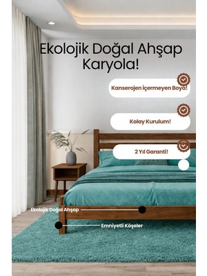 Renazzo Mobilya Urban Model Masif Ahşap Karyola Kolay Kurulum Fırınlanmış Ithal Sibirya Çamı 90X190 Yatak Uyumlu