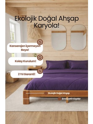 Renazzo Mobilya Soft Model Masif Ahşap Karyola Kolay Kurulum Fırınlanmış Ithal Sibirya Çamı 90X200 Yatak Uyumlu