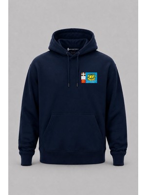 Bahriyeli Collection Kapüşonlu Saint Pierre ve Miquelon Bayrağı Cep Baskılı Unisex Sweatshirt