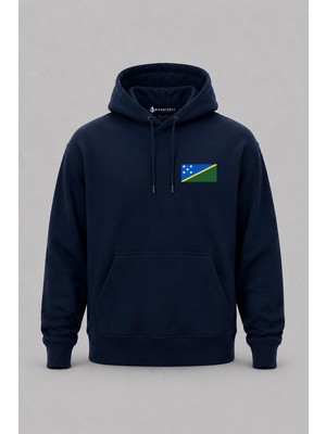 Bahriyeli Collection Kapüşonlu Solomon Adaları Bayrağı Cep Baskılı Unisex Sweatshirt