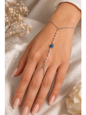 X-lady Accessories Gümüş Renk Göz Nazar Inci Çelik Şahmeran - 3909