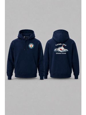 Bahriyeli Collection Kapüşonlu TCSG-304  Dalgalar Arası V2 Cep ve Sırt Baskılı Unisex Sweatshirt