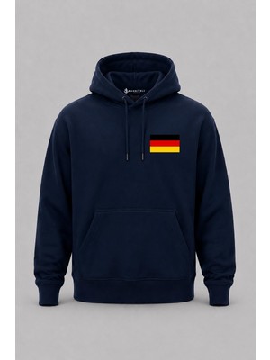Bahriyeli Collection Kapüşonlu Almanya Bayrağı Cep Baskılı Unisex Sweatshirt