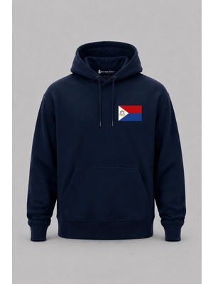 Bahriyeli Collection Kapüşonlu Sint Maarten Bayrağı Cep Baskılı Unisex Sweatshirt