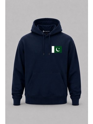 Bahriyeli Collection Kapüşonlu Pakistan Bayrağı Cep Baskılı Unisex Sweatshirt