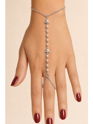 X-lady Accessories Gümüş Renk Kelebek Sıralı Inci Çelik Şahmeran - 3908
